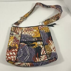 EUC Lovely Vera Bradley Painted Feathers Carryall Crossbody Shoulder Bag Purse